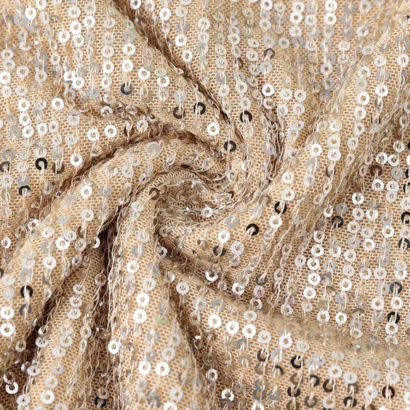 Champagne Gold All Over Sequin Cami A-Line Mini Party Dress - Picture 6 of 7